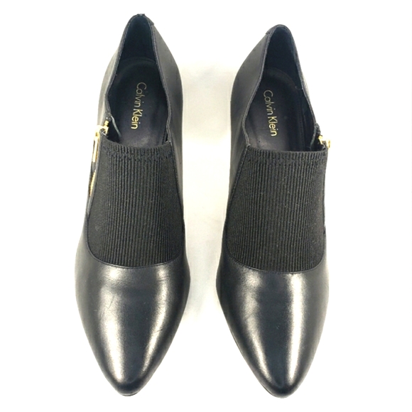 Calvin Klein Jalana Black Leather, Pointy Toe, Shooties. Women's Size 10M - Picture 5 of 13